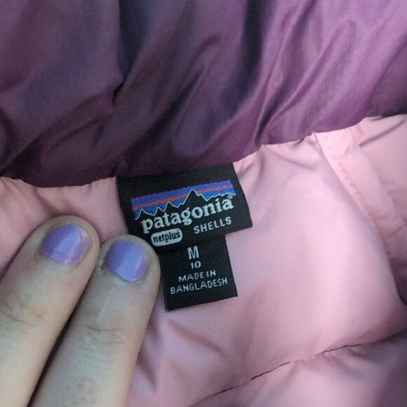 Patagonia Purple Netplus Girls Size Mefium Lightweight Down Puffer - Picture 4 of 7